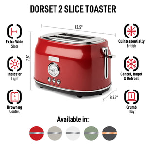 Dorset Red & Chrome 2-Slice Toaster - 75001