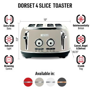 Dorset Putty 4-Slice Toaster