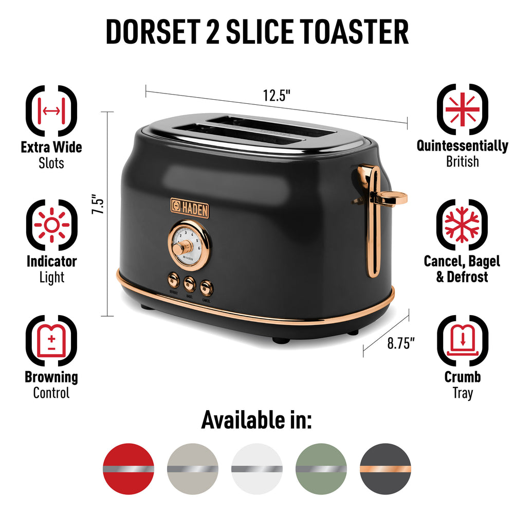 Dorset Black & Copper 2-Slice Toaster