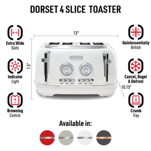 Dorset Ivory & Chrome 4-Slice Toaster