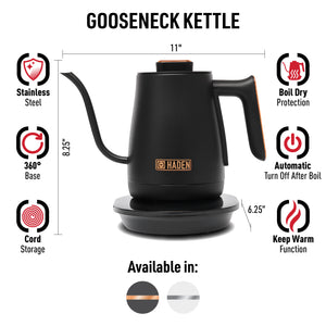 Gooseneck Electric Kettle, Black & Copper - 75130