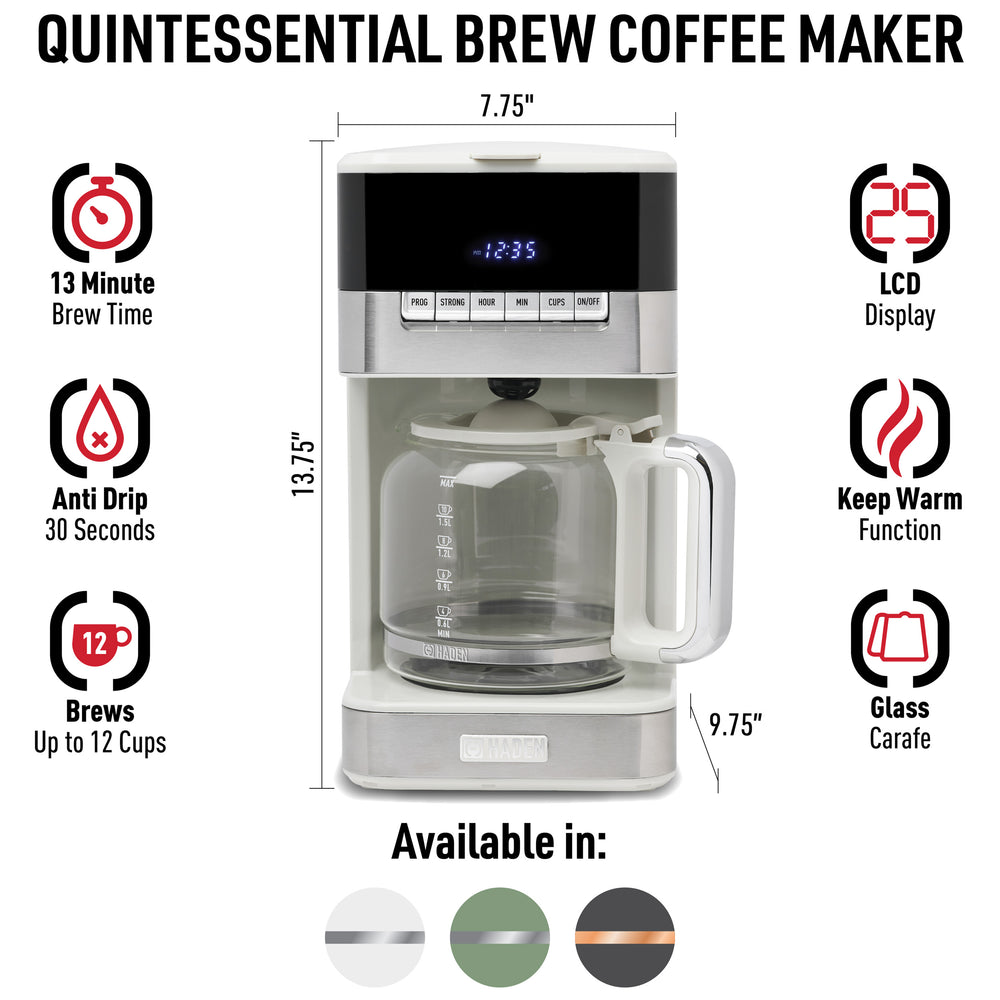 Quintessential Brew 12 Cup Coffee Maker Ivory & Chrome - 75133