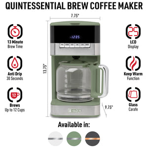 Quintessential Brew 12 Cup Coffee Maker Cedar Green & Chrome - 75134