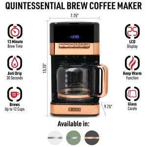 Quintessential Brew 12 Cup Coffee Maker Black & Copper - 75136