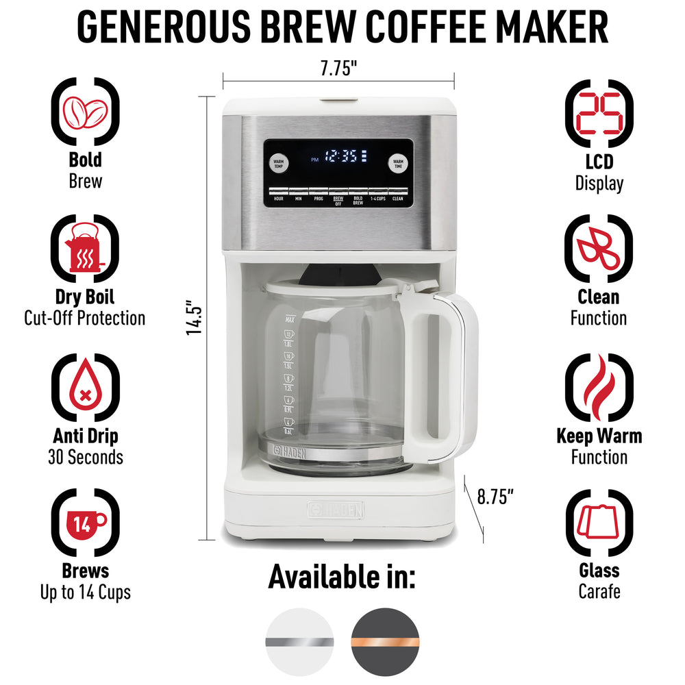 Generous Brew 14 Cup Coffee Maker Ivory & Chrome - 75137