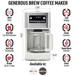 Generous Brew 14 Cup Coffee Maker Ivory & Chrome - 75137