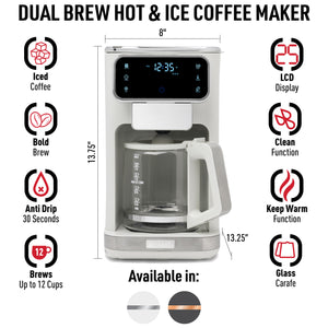 Dual Brew 10 Cup Hot and Ice Coffee Maker Ivory & Chrome - 75141