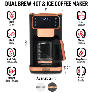 Dual Brew 10 Cup Hot and Ice Coffee Maker Black & Copper - 75144