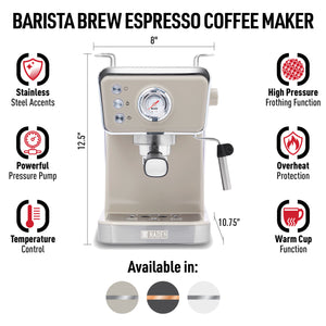 Barista Brew Espresso Coffee Machine, Putty & Chrome - 75156