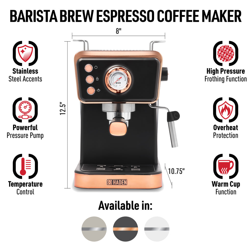 Barista Brew Espresso Coffee Machine, Black & Copper - 75157