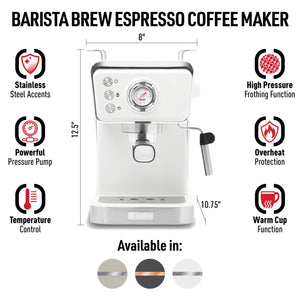 Barista Brew Espresso Coffee Machine, Ivory & Chrome - 75158