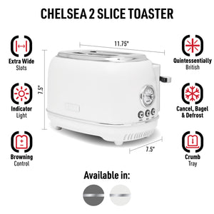 Chelsea 2-Slice Toaster, Ivory & Chrome, 75163