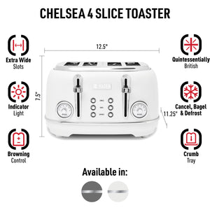 Chelsea 4-Slice Toaster, Ivory & Chrome, 75165