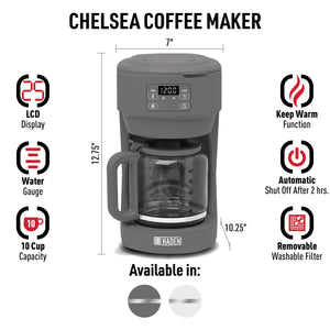 Chelsea Coffee Maker, Grey & Chrome - 75166