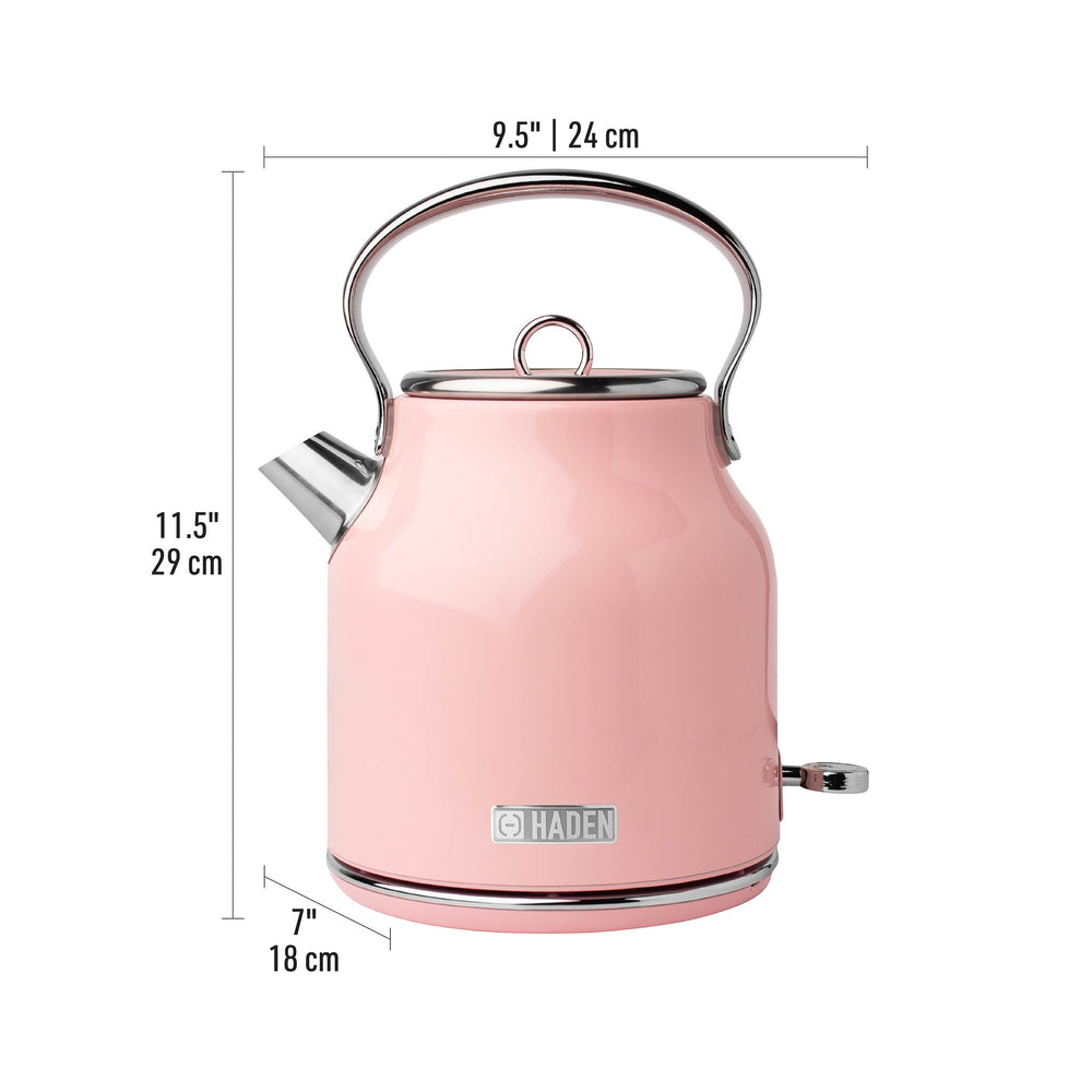 Haden 75043 Heritage 1.7 Liter (7 Cup) Stainless Steel Electric Kettle with  Auto Shut-Off and Boil Dry Protection, English Rose